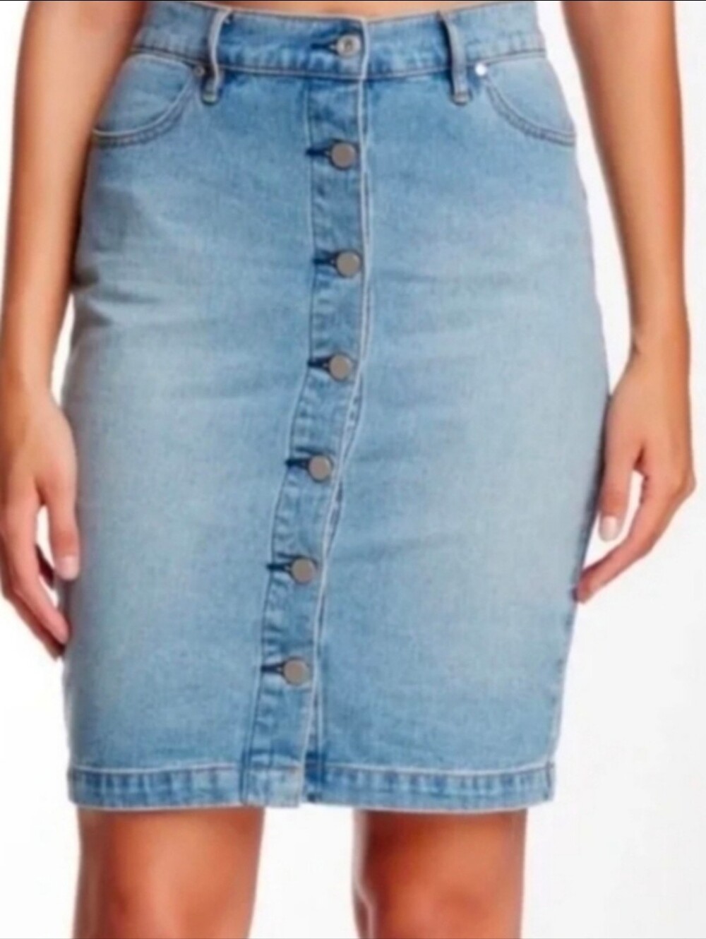 Banana Republic Women Button Down Denim Midi Skirt Size 4